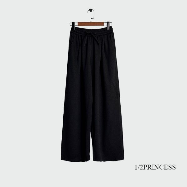 牛仔棉抽繩寬褲 