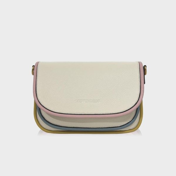 精品館甩紋牛皮彩虹馬鞍包 