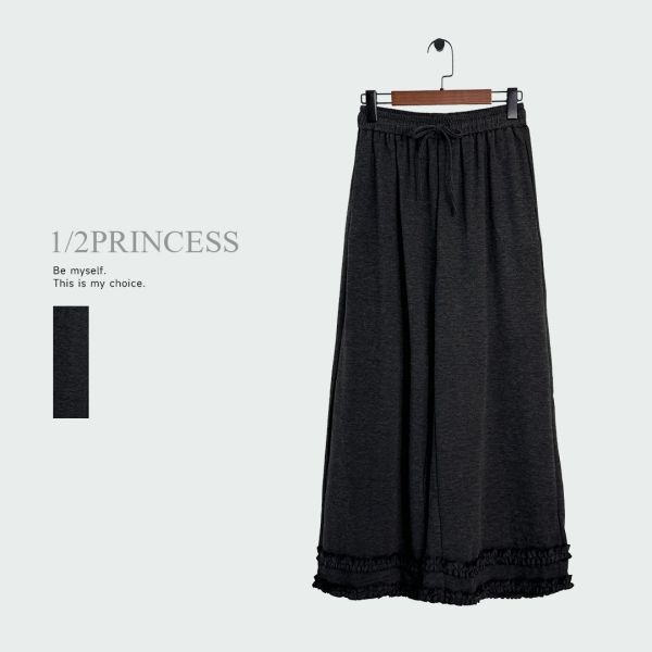 軟棉質花邊長寬褲 