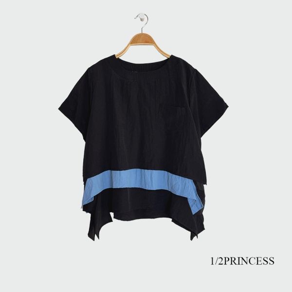 棉麻多層拼接造型T 