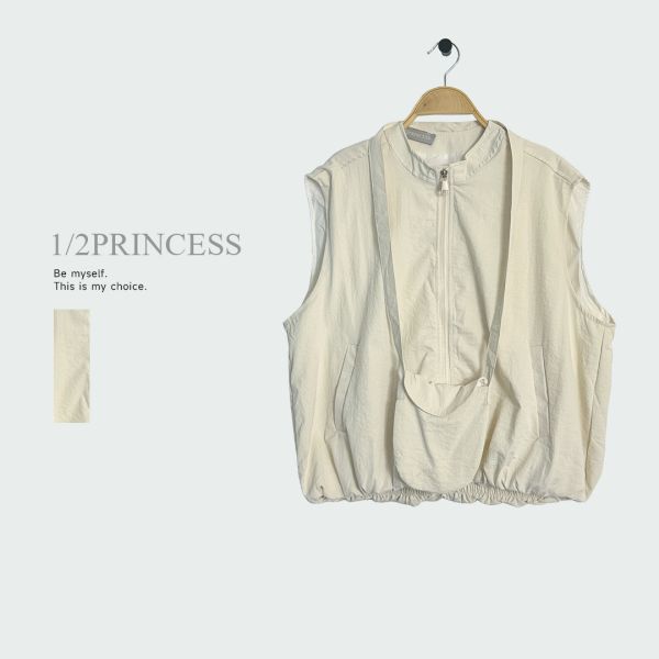 棉麻南瓜拉鍊背心(附小包) 