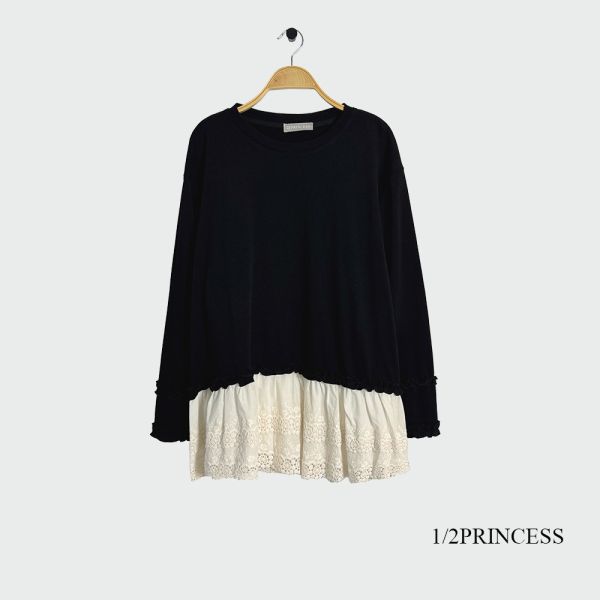 日系拼接蕾絲長版T 