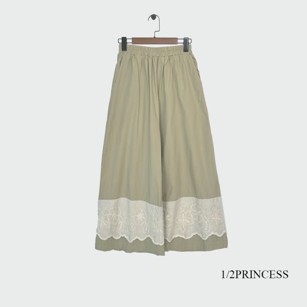 棉麻LES拼接寬褲 