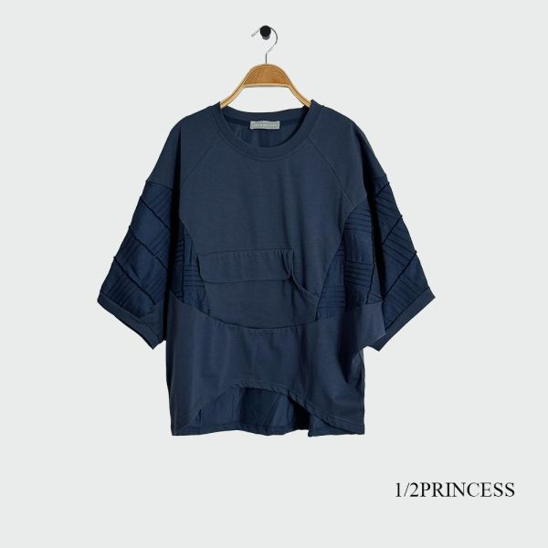 棉質前短後長設計T 