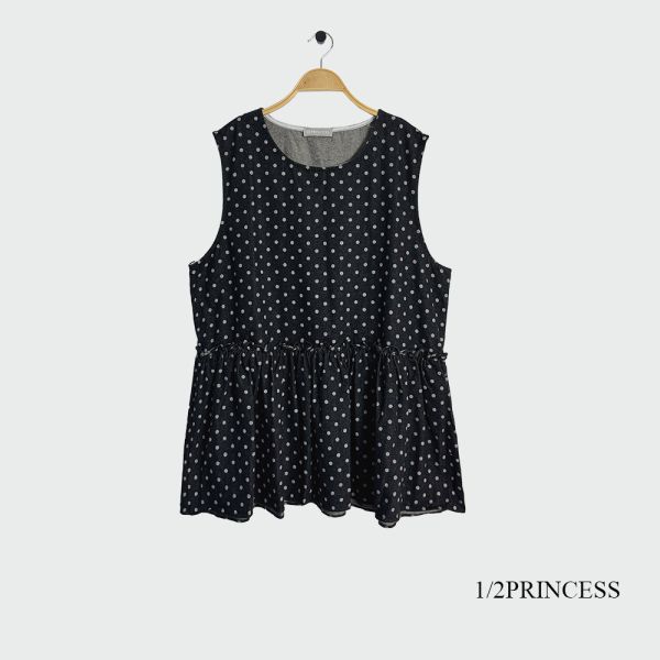 日系牛仔點點長版背心 