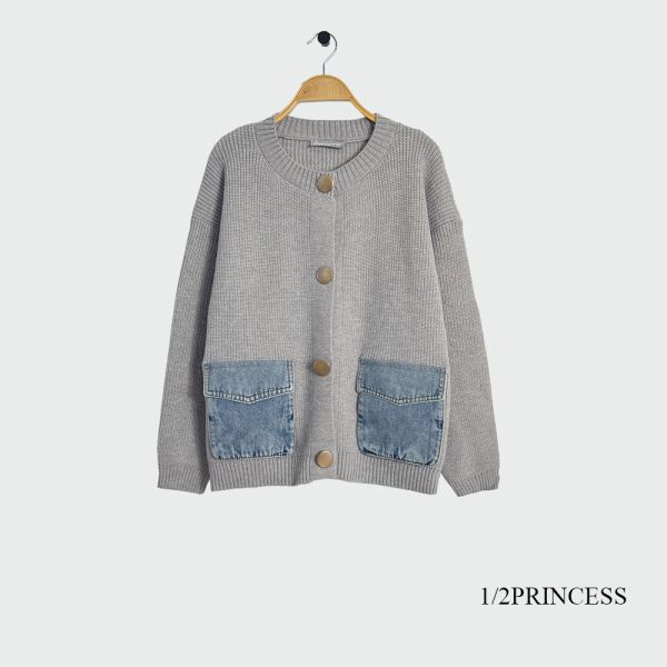 牛仔口袋針織外套 