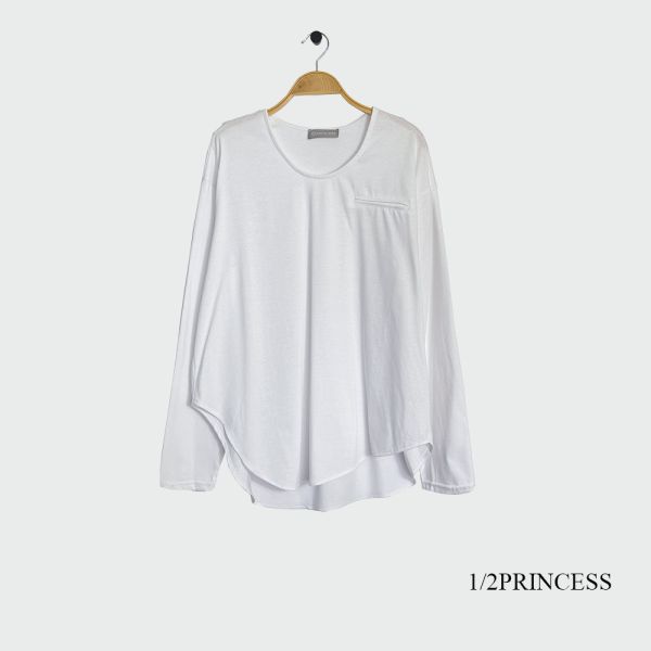 棉質小V領長版T 