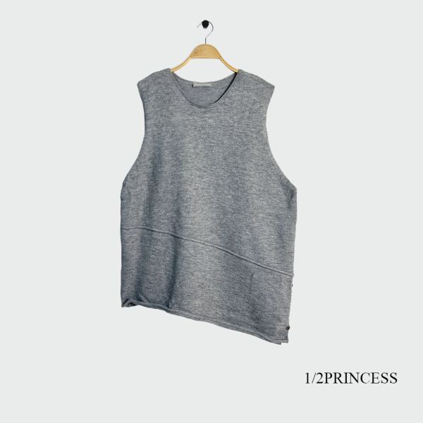 日系針織造型長版背心 