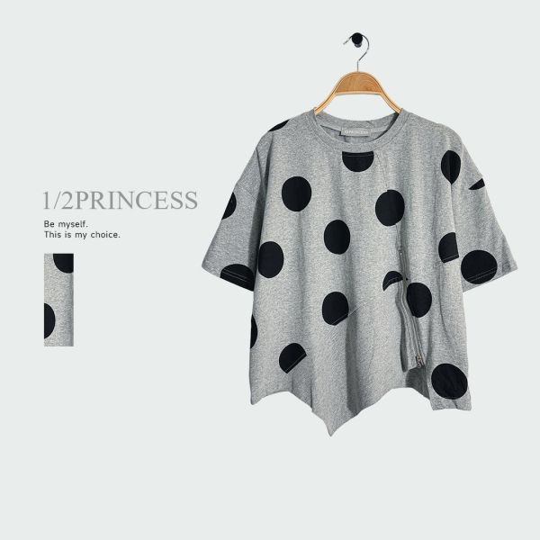 棉點點下擺造型T 