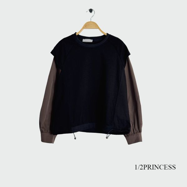 防風拼接袖大學T 