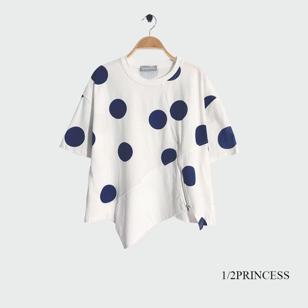 棉點點下擺造型T 