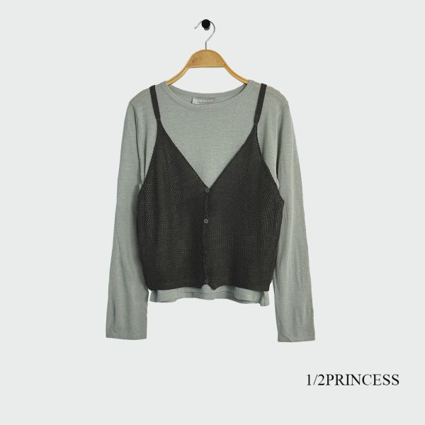 薄針織兩件式上衣 
