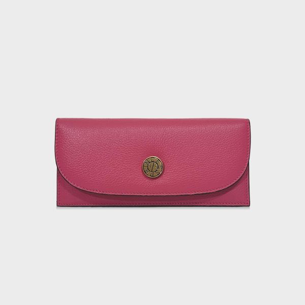 精品館甩紋牛皮薄霜模組長皮夾 