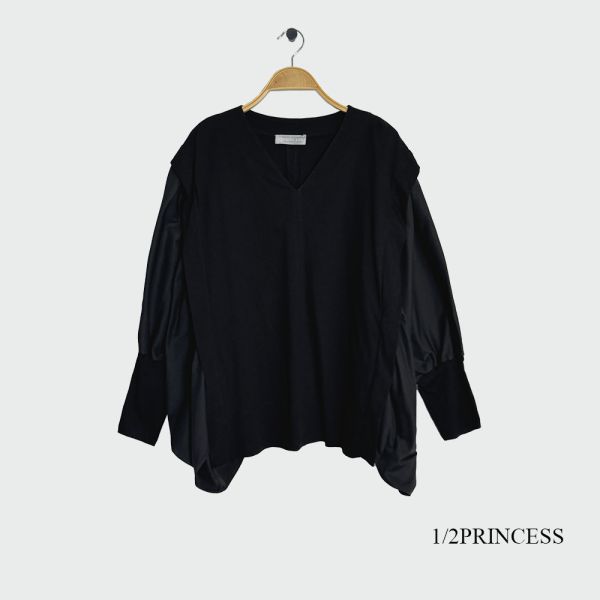 V領拼接設計款衫 