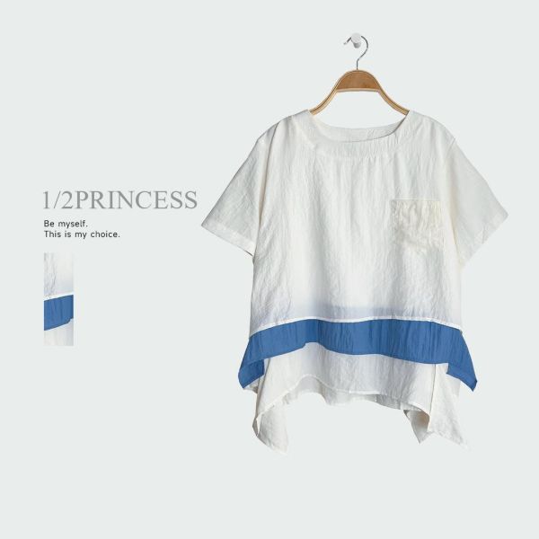 棉麻多層拼接造型T 