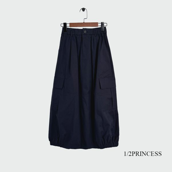 棉麻挺板工裝長裙 