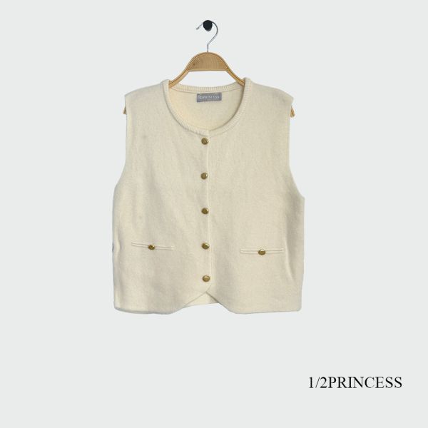 針織金扣背心 