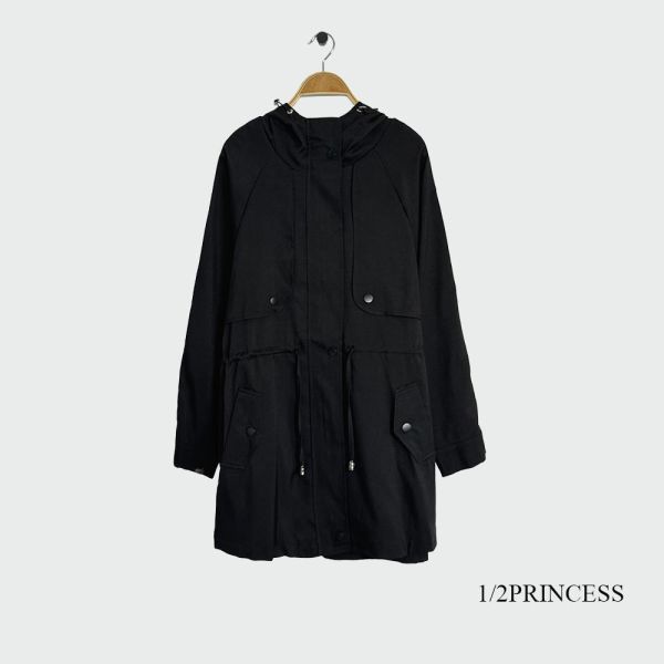 棉麻束腰長版外套 