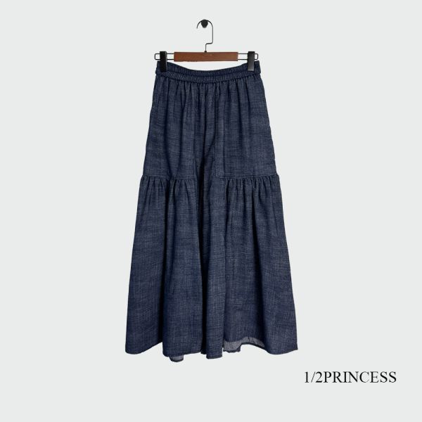 牛仔蛋糕寬褲裙 
