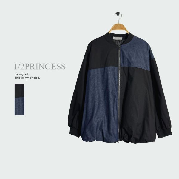 牛仔設計款棒球外套 