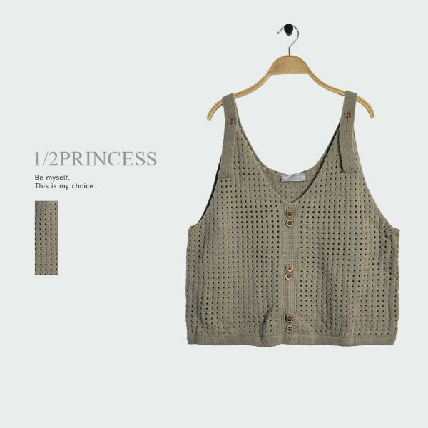 日系針織洞洞背心 