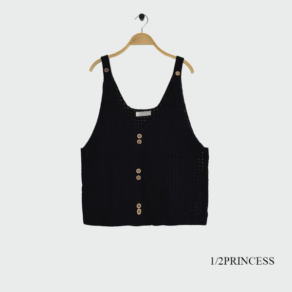 日系針織洞洞背心 