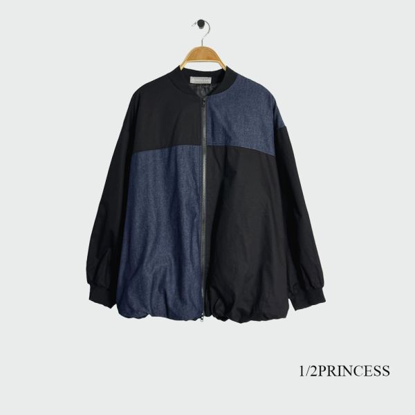 牛仔設計款棒球外套 