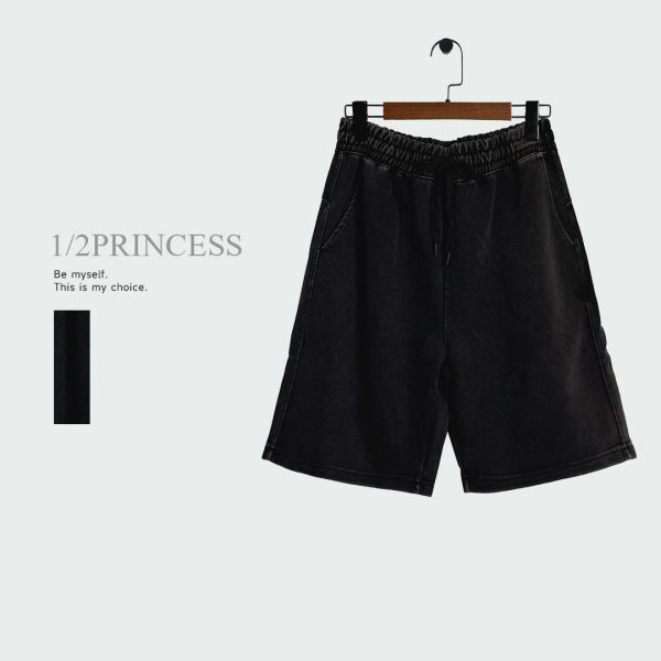 水洗棉素面五分褲 