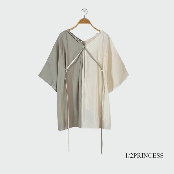 棉麻雙色造型衫 