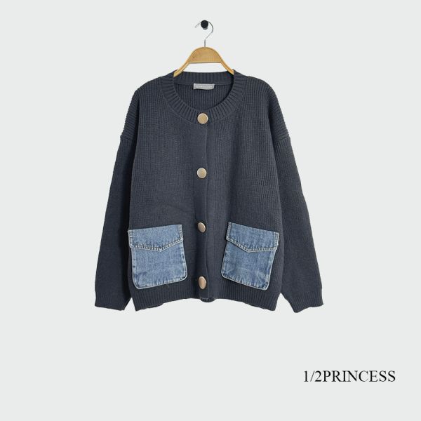 牛仔口袋針織外套 