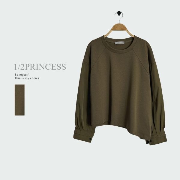 棉質拼接造型袖T 