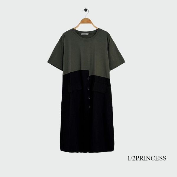 棉質拼接造型長洋 