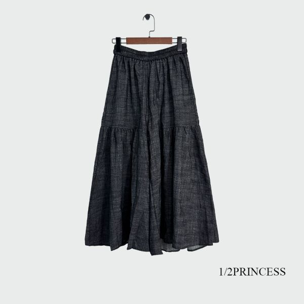 牛仔蛋糕寬褲裙 