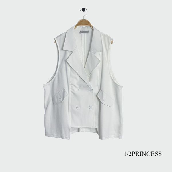 棉質拼接爵士長背心 