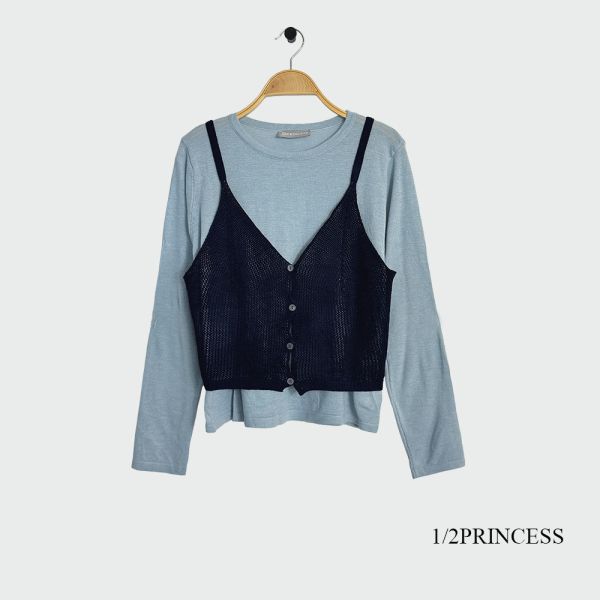 薄針織兩件式上衣 