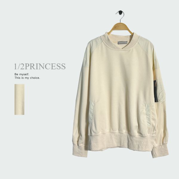 棉質拉鍊口袋大學T 