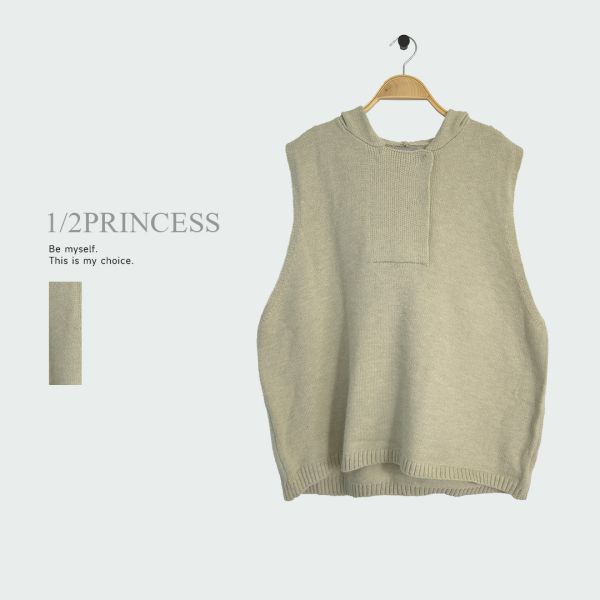 日系連帽針織背心 