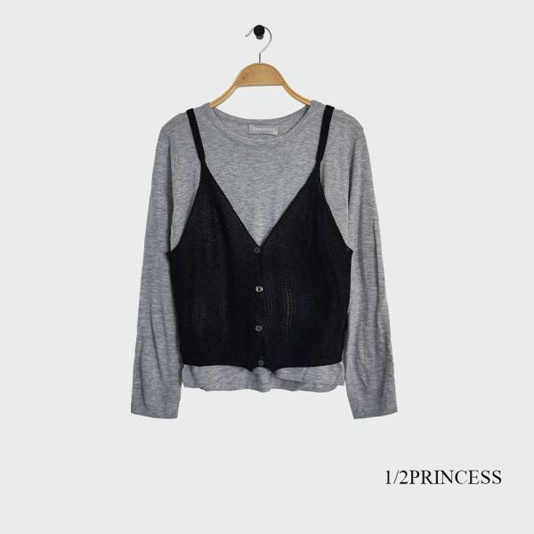 薄針織兩件式上衣 