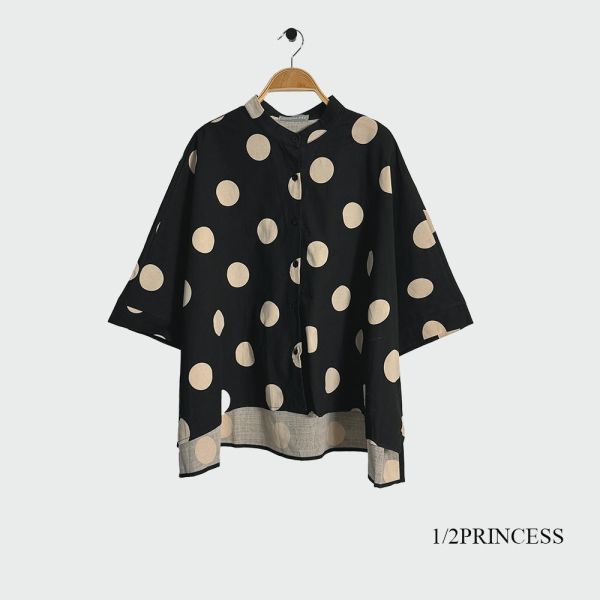 棉麻點點中山領衫 