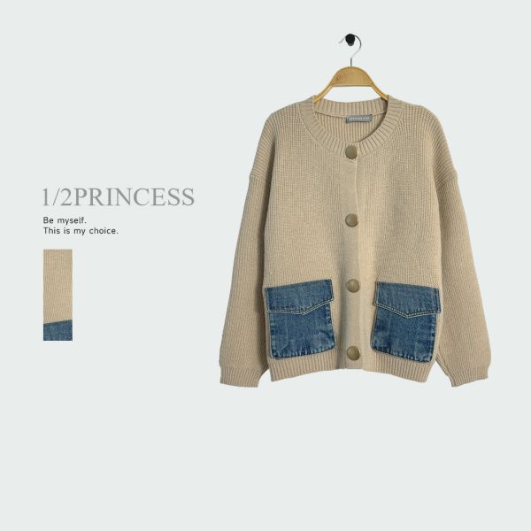 牛仔口袋針織外套 