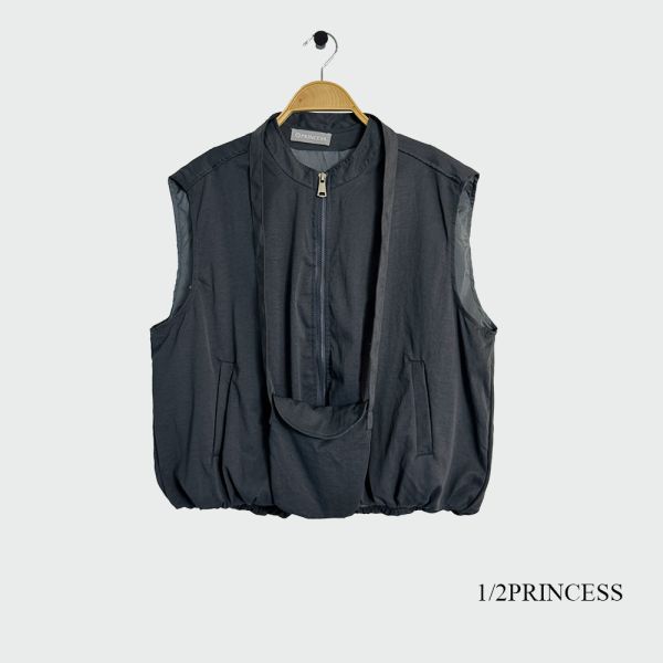 棉麻南瓜拉鍊背心(附小包) 