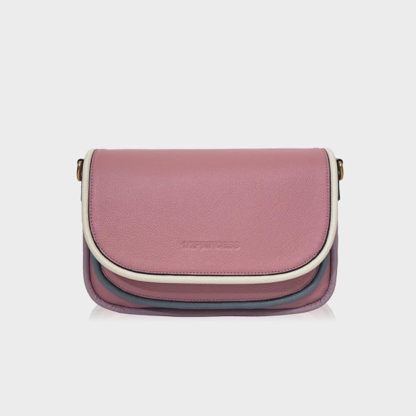 精品館甩紋牛皮彩虹馬鞍包 