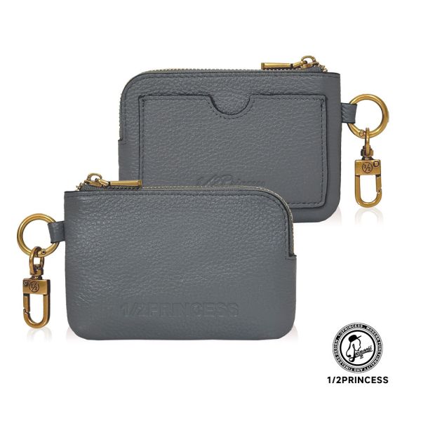 精品館甩紋牛皮掛式零錢卡包 