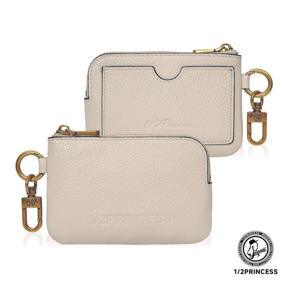 精品館甩紋牛皮掛式零錢卡包 