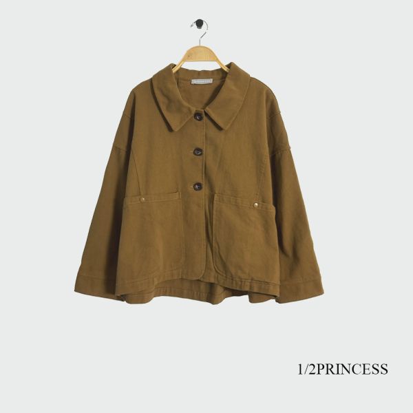 厚磅棉麻日系排釦外套 