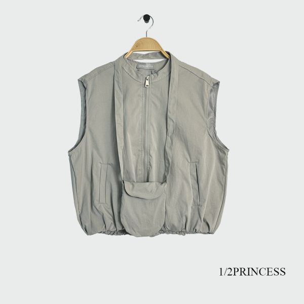 棉麻南瓜拉鍊背心(附小包) 