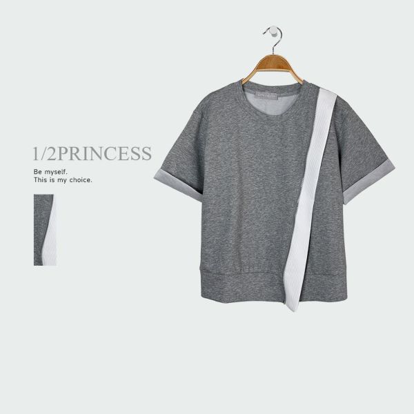 棉質造型斜條T 