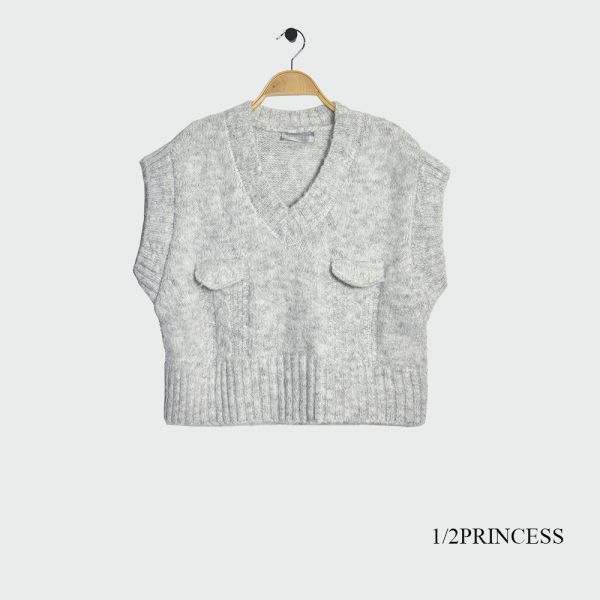 V領針織背心 