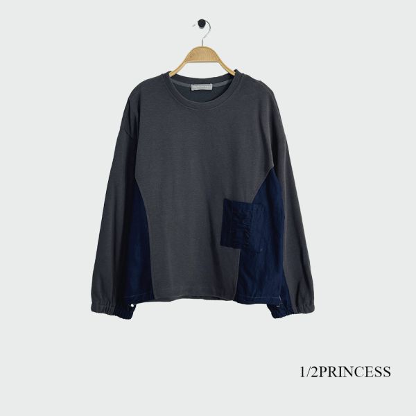 棉質拼接造型大學T 