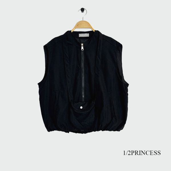 棉麻南瓜拉鍊背心(附小包) 